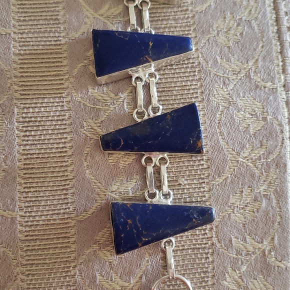 Bracelet,  lapis lazuli gemstone, 925 silver, hand - Picture 12 of 14